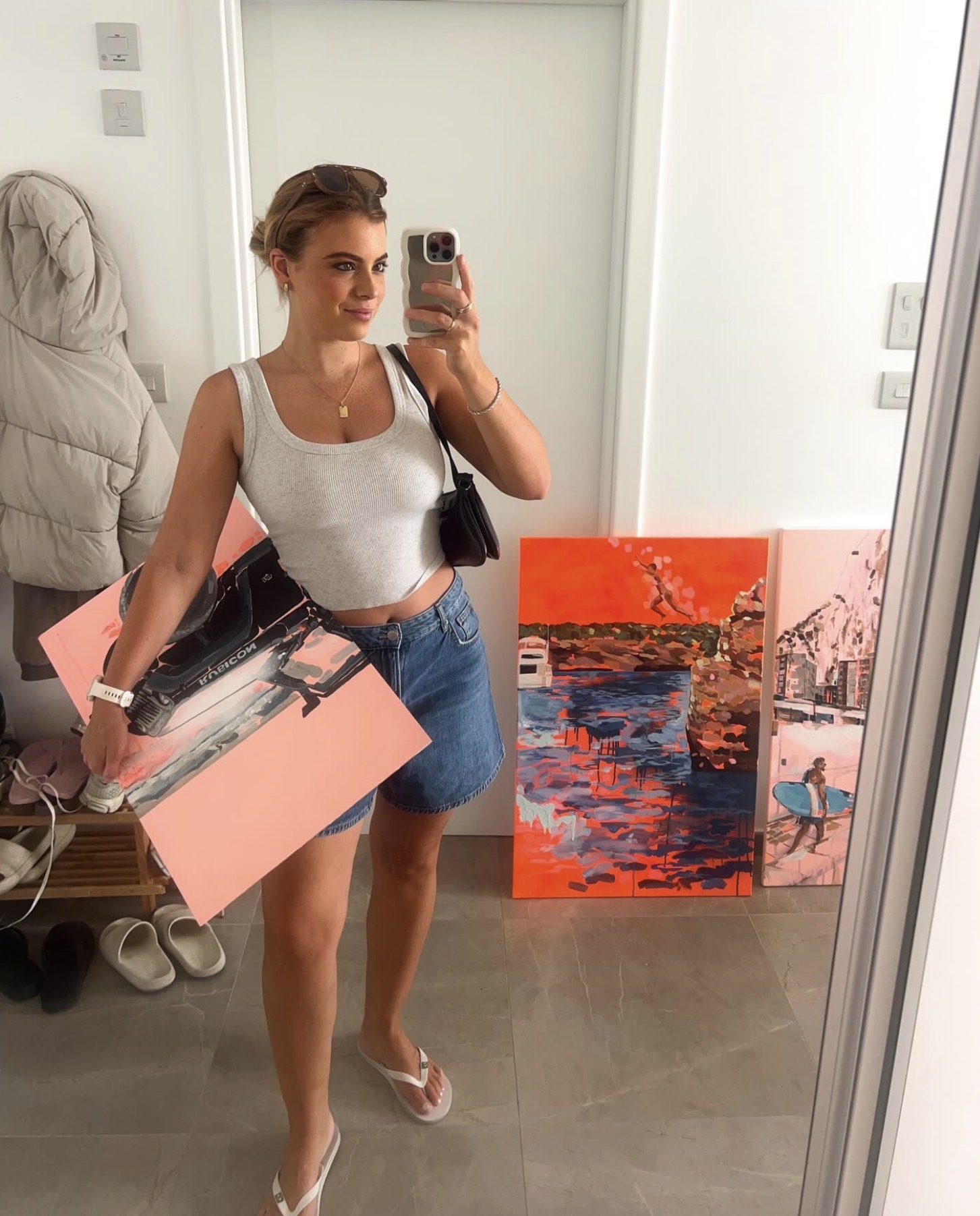 Phoebe with original paintings